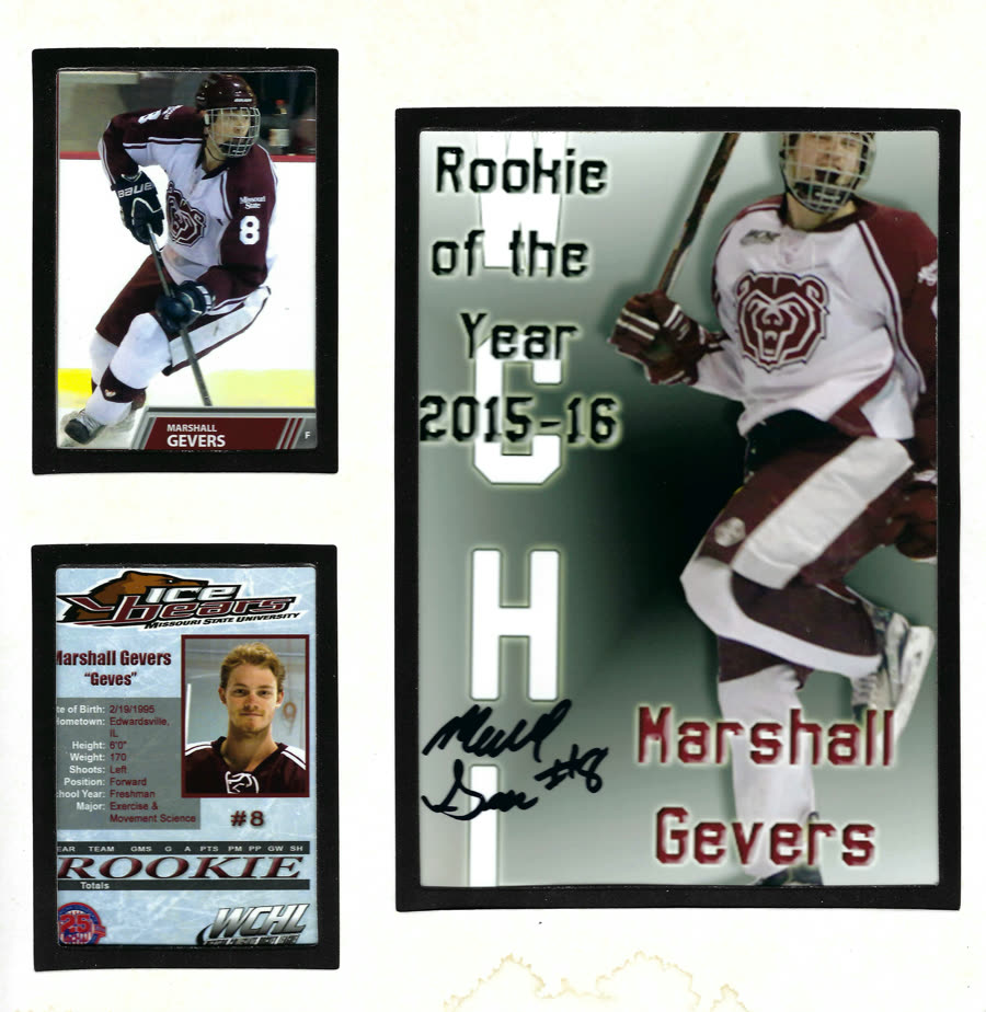 Marshall Gevers hockey cards and awards